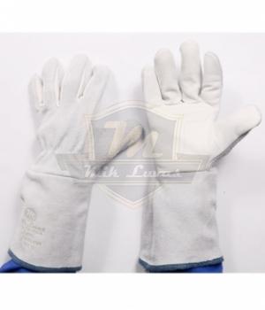 Luvas de vaqueta mista cano longo